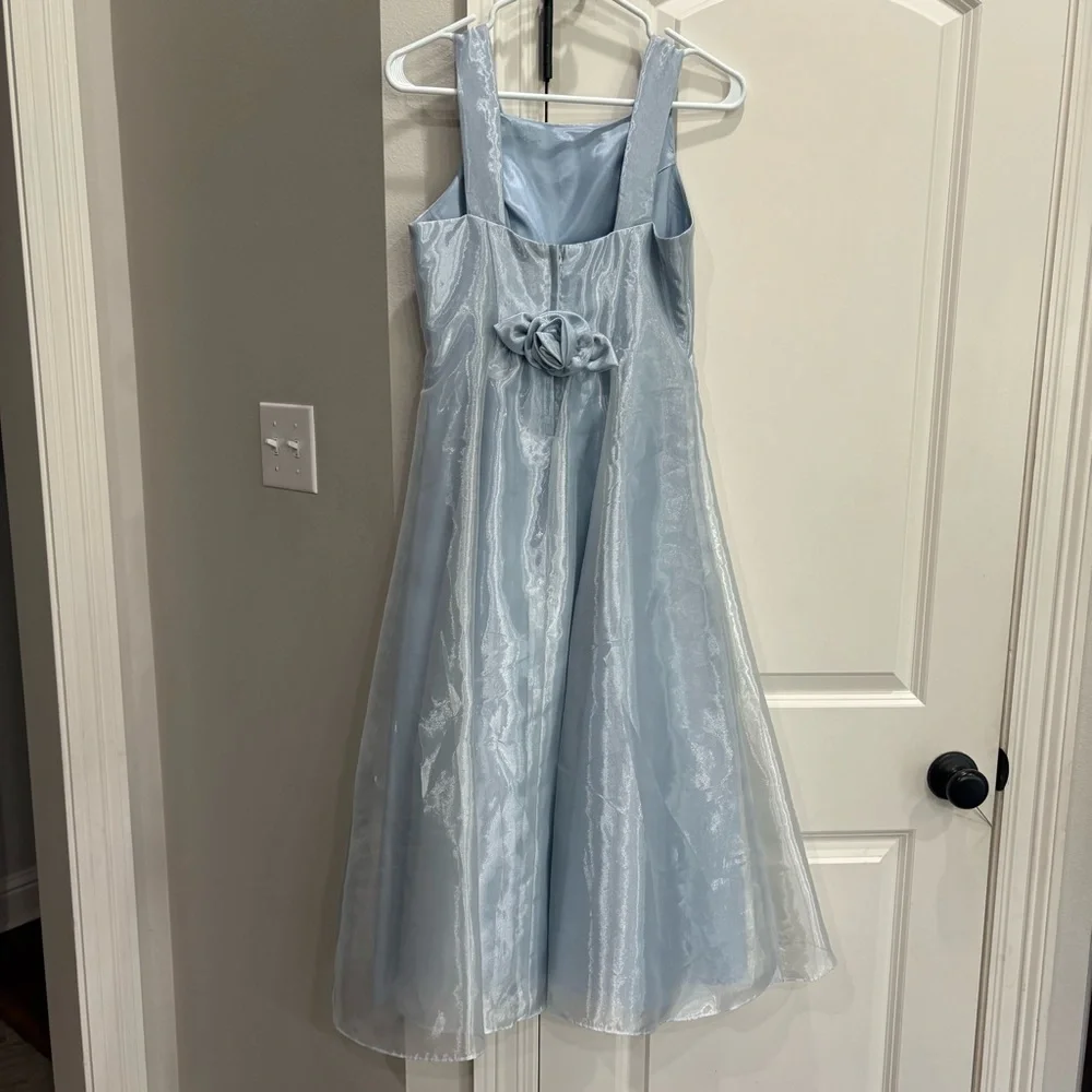 Jessica McClintock Girls 14 light blue sleeveless formal dress RN49422 VGUC